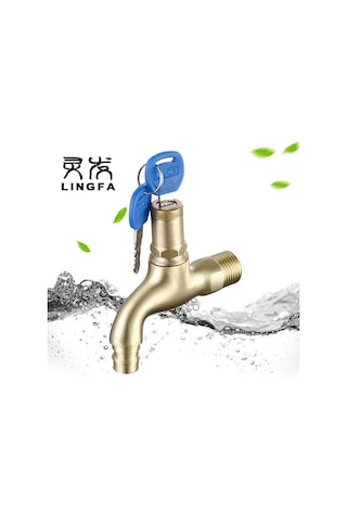 Yaozixa Bakır Kilitli Musluk - 4 Noktalı Hırsızlık Önleyici, Anahtarlı Küçük Musluk, Elektro Kaplamalı Bakır Gövde