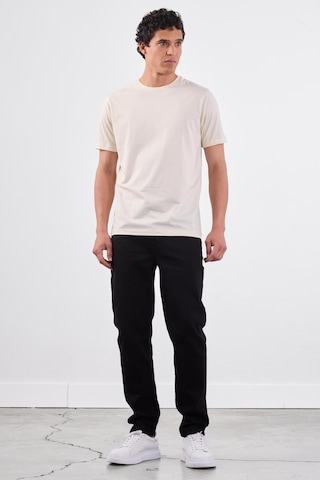 Dufy Ekru Bisiklet Yaka Pamuklu Düz Renk Slim Fit Erkek T-shirt Ekru