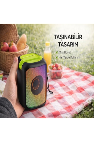 Mini Taşınabilir Bluetooth Hoparlör Rgb Işıklı Kablosuz Speaker Usb Tf Kart Tws Destekli Güçlü Ses