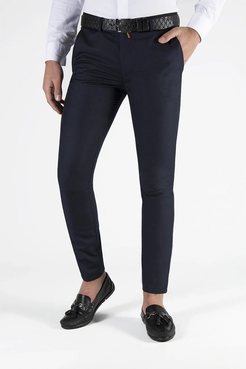 Veaven Erkek Lacivert Slim Fit Düz Model İtalyan Kesim Keten Pantolon Çok Renkli17