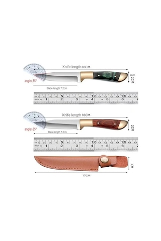 Valkyrie Paslanmaz Çelik Kamp Bıçağı 16 Cm Outdoor Av Bıçağı Deri Kılıflı Kompakt Bıçak Yeşil Yeşil