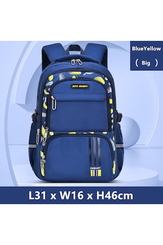 Aubyhe Erkek Çocuk Sırt Çantası 4-9 Yaş, Hafif Kullanıma Uygun, 46x31x16 Cm Büyük Boy, Mavi Sarı Rengi Mavi