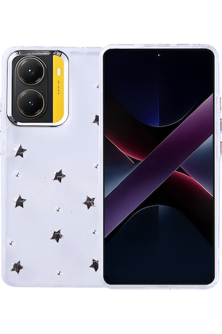 Noktaks - Xiaomi Uyumlu Xiaomi Poco X7 Pro - Kılıf Airbag Tasarımlı Simli Şeffaf Koruyucu Kutup Kapak - Lale T37076 Lale