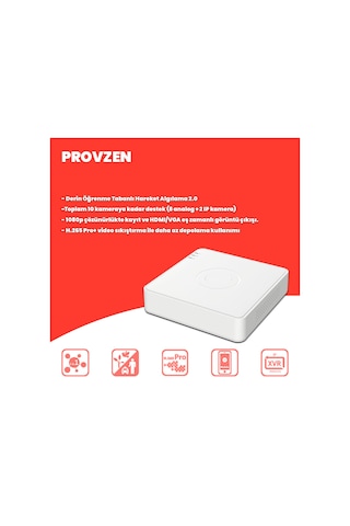 Provzen Hikvision Colorvu Full Hd 8 Kameralı Gece Renkli Güvenlik Kamerası Olay Anında Bildirim