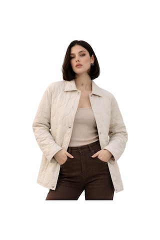 Kadın Desenli Çıtçıtlı Çift Cepli Oversize Kapitone Ceket-391 Taş