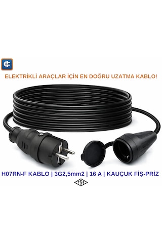 Evdecharge H07rn-f Uzatma Kablosu 3 2,5 Mm² 30 Metre 16a Elektrikli Araç Şarjı İçin En Doğru Uzatma Kablosu