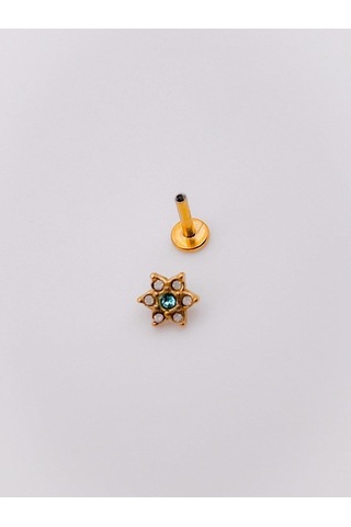 Lexroo Taşlı Papatya Figürlü Kıkırdak Helix Tragus Piercing 1adet Çok Renkli