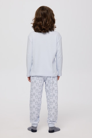Panço Erkek Çocuk Ev Desenli Pijama Takımı Mavi