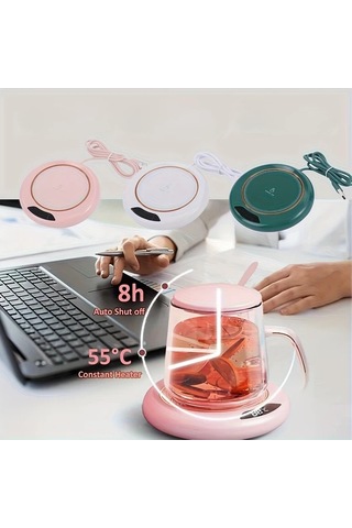 Willowhaven Yeşil Usb Güçlü 3 Seviye Isıtmalı Akıllı Bardak Altlığı 8 Saat Otomatik Kapama