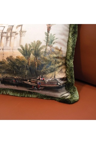 Old Landscape Yastık/kırlent Dolgu Boncuk Elyaf, Uluslararası Yıkama Ve Solmama Sertifikası Çok Renkli