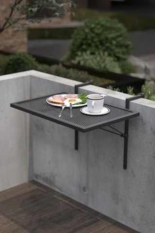 Metal Katlanır Balkon Masası -askılı Katlanır Masa 5002 Açık Ceviz