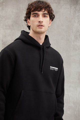 Grimelange Martel Erkek Yumuşacık Içi Polarlı Baskılı Regular Kordonlu Siyah Sweatshirt