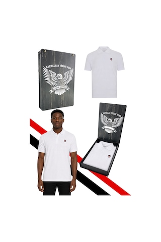 Beşiktaş Lisanslı Beyaz Polo T-shirt Lazer Kutu Beyaz Lzr