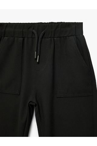 Koton Beli Bağcıklı Viskon Karışımlı Basic Jogger Pantolon Siyah 6skb40121tw