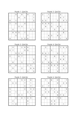 Çok Zor Sudoku Kitap Seti 1000 Sudoku 2 Kitap