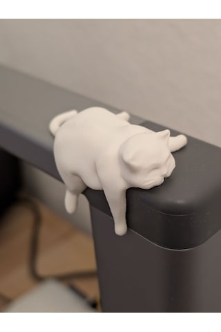 İhtiyacın3d 2'li Set Tembel Şişko Kedi Monitör Ve Tv Köşe Biblosu - Ekran Üstü Dekor Figür 6x4 Cm Beyaz