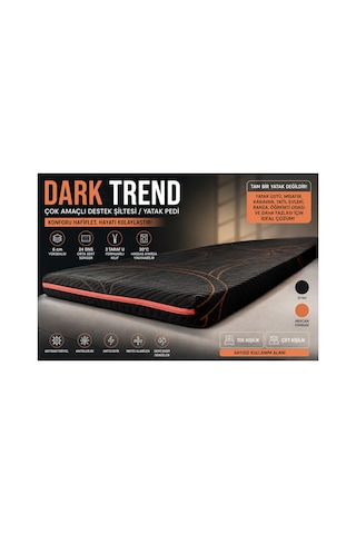 Dark Trend Sleep Yıkanabilir Kılıf Orta Sert Sünger Yatak Pedi & Şiltesi Topper 5 Cm Turuncu Şeritli Siyah