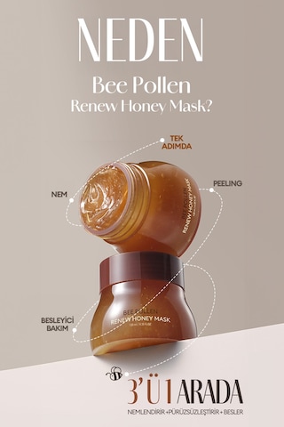 Kuru Ve Cansız Ciltlere Arı Poleni İçerikli Nemlendirici Peeling Maskebee Pollen Renew Honey Mask