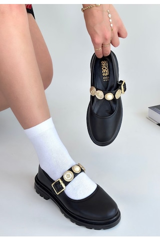 Roof Atelier Kadın Siyah Bilekten Tokalı Loafer Ayakkabı - Okira Çok Renkli