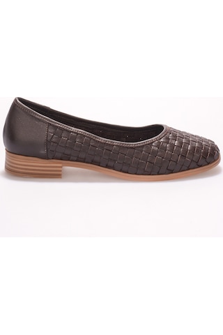 Analin Shoes Kadın Hakiki Deri Örgü Detaylı Babet Kahve