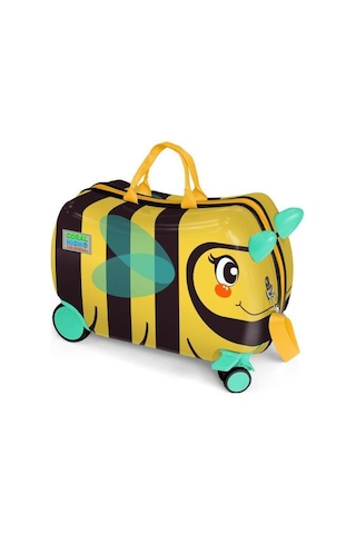 Coral High Kids Sarı Siyah Arı Desenli Otur-çek Çocuk Valizi 16363 Çok Renkli