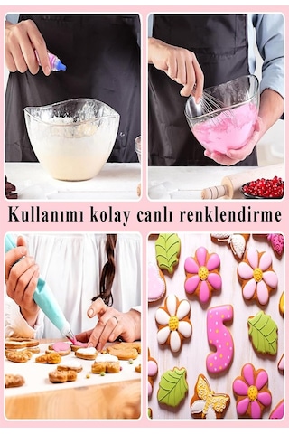 Renkli Gıda Boyası Sıvı 50 Ml 4 Adet Su Bazlı Likit Renkli Sıvı Gıda Boyası Pasta Hamur Boyası Kek Fonda Yüksek Konsantr