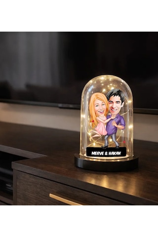 Bk Gift Kişiye Özel Sevgiliye Karikatürlü Led Işıklı Cam Fanus Biblo -11, Romantik Hediye, Ev Hediyesi, Sevgiliye Hediye Kobitmeyencom36860 Bk Gift