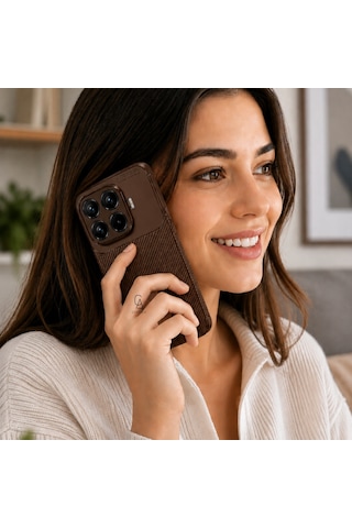 Xiaomi Mi 17t Pro Uyumlu Kılıf Karbon Tasarım Kamera Korumalı Silikon Telefon Kılıfı Kapak Kahverengi