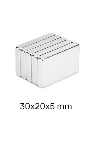 30X20X5 Mm Neodyum Dikdörtgen Güçlü Mıknatıs 5 Adet Set