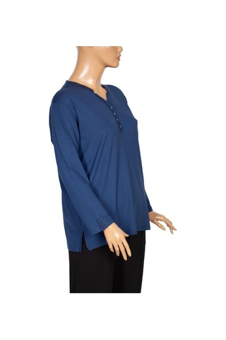 Cimariva Kadın Neval Büyük Beden V Yaka Taşlı Indigo Bluz