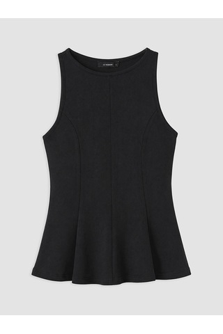 Lcwaıkıkı Petite Siyah Bisiklet Yaka Peplum Bluz