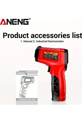 Honeybeeshop Aneng Th202 Kırmızı Termometre Higrometre Temassiz Algılama -50-600 C Sicaklik Tabancasi Lcd Ekran Pilsiz