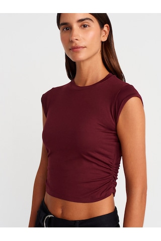 Dilvin 30899 Yanları Büzgü Detaylı Top-bordo Bordo