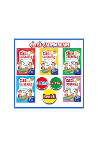 Harika Kitap 4 - 6 Yaş Okul Öncesi Çizgi Çalışmaları Seti 5 Kitap