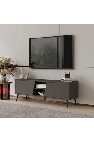 Roma Tv Ünitesi 120 Cm Mdf Metal Ayak Gri