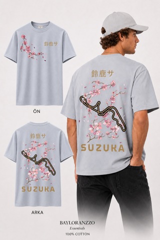 Bayloranzzo Suzuka %100 Pamuk Heavy Cotton Premium Kalite Unisex Tişört Gri