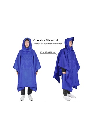 Lemestar Outdoor Yağmurluk: Geniş Kenarli Kaputlu, Çift Taraflı Snap Butonlu, Ön Cep Ve Güneş Barınımı Özelliği İle Mavi Renk