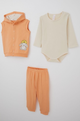 Breeze Kız Bebek Zıbınlı 3 Lü Takım Sevimli Şapkalı Köpekçik Nakışlı 4 Ay-1 Yaş, Somon Somon