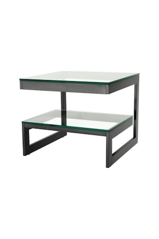 Gonca Siyah Metal / Cam Yan Sehpa