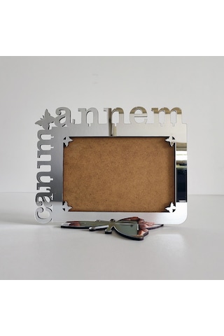 Anneler İçin Gümüş Aynalı Pleksi Fotoğraf Çerçevesi Canım Annem