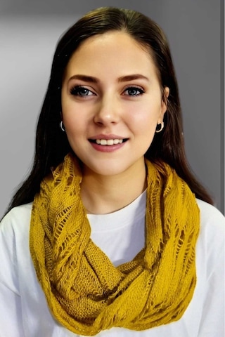 Tezzgelsin Kadın Çift Dolama Triko Örgü Boyunluk Hardal