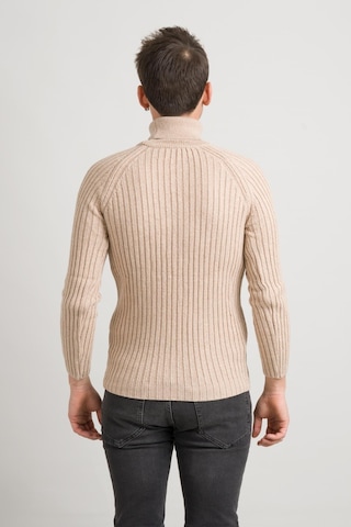 Slim Fit Çizgili Tam Balıkçı Pamuklu Kalın Triko Erkek Kazak 001