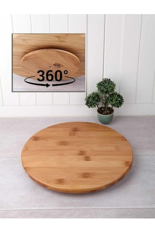 Busstier Bambu 360 Dönen Lüx Servis Ve Sunum Tabağı 30 Cm Pizza Ve Meze Tabağı Bambu