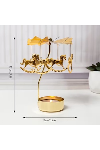 Isı İle Dönen Mumluk Atlı Karınca Modeli Dilek Çanı Gold