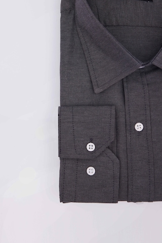 Tudors Büyük Beden Uzun Kollu Kolay Ütü Kravatlık Armürlü Pamuklu Gri Erkek Gömlek-31271-gri