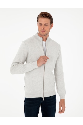 Pierre Cardin Erkek Açık Gri Melanj Hırka Triko 50296442-vr091 Açık Gri Melanj