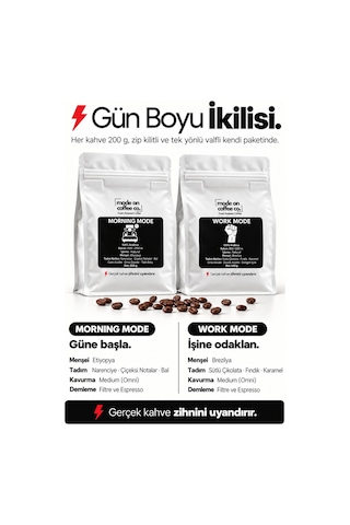 Gün Boyu İkilisi 2 X 200 Gr Filtre Ve Espresso Kahve Morning Mode Work Mode - Espresso Makinesi İçin Öğütülmüş