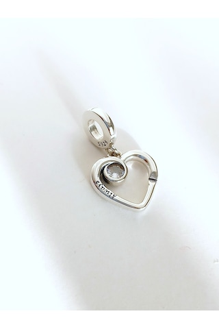 Gümüş Işıltılı Me Kalp Always Pan Tasarım Bileklik Uyumlu Charm 1