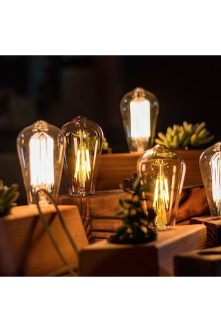 Edison ST64 Flamanlı Rustik 4W Led Ampul 10'lu