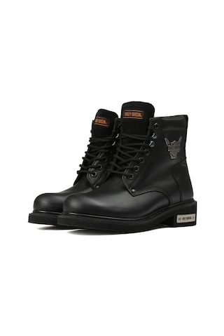 Harley Davidson Gibson Hakiki Deri Unisex Bot Siyah